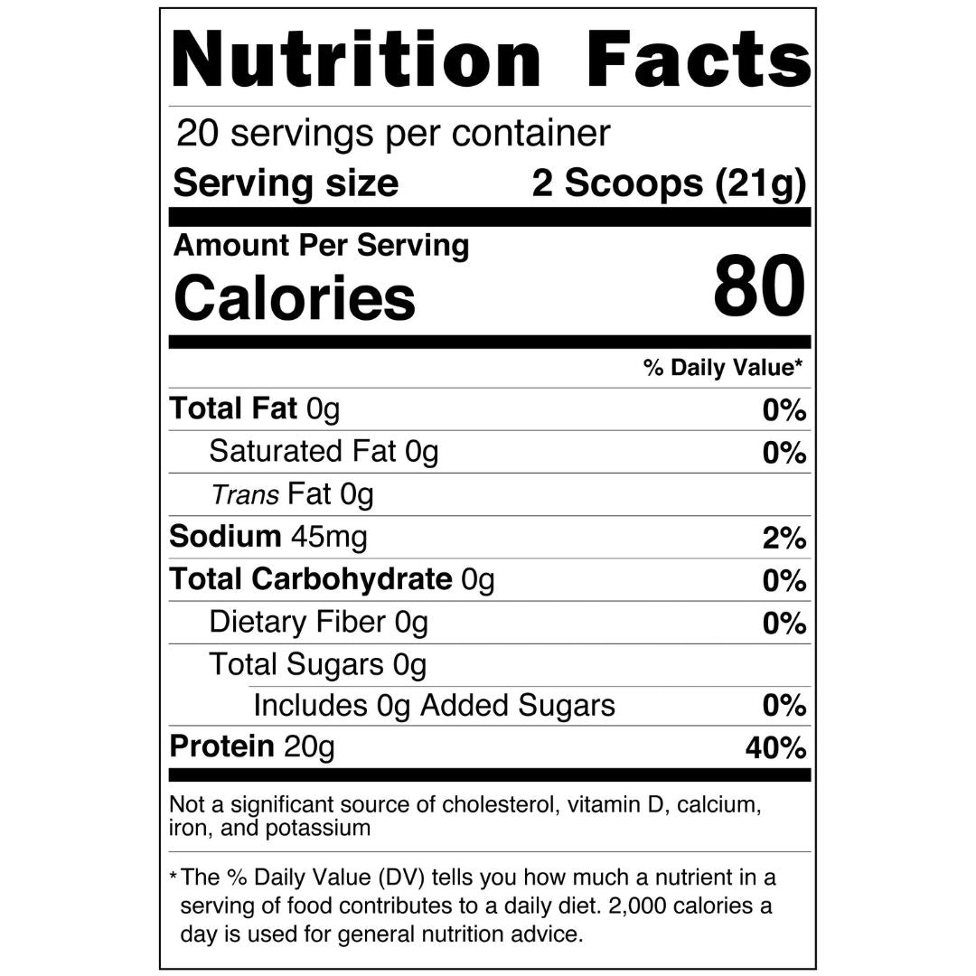 Unflavored Grass-Fed Collagen Peptides Nutrition Facts