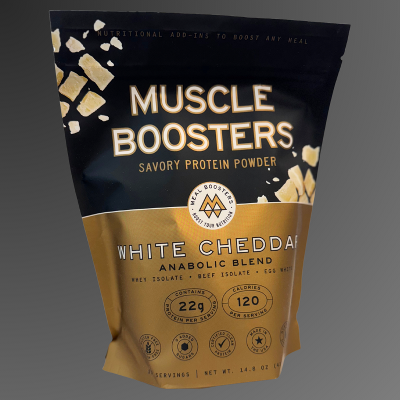 Muscle Boosters White Cheddar Savory Whey Protein Powder 15 serving bag