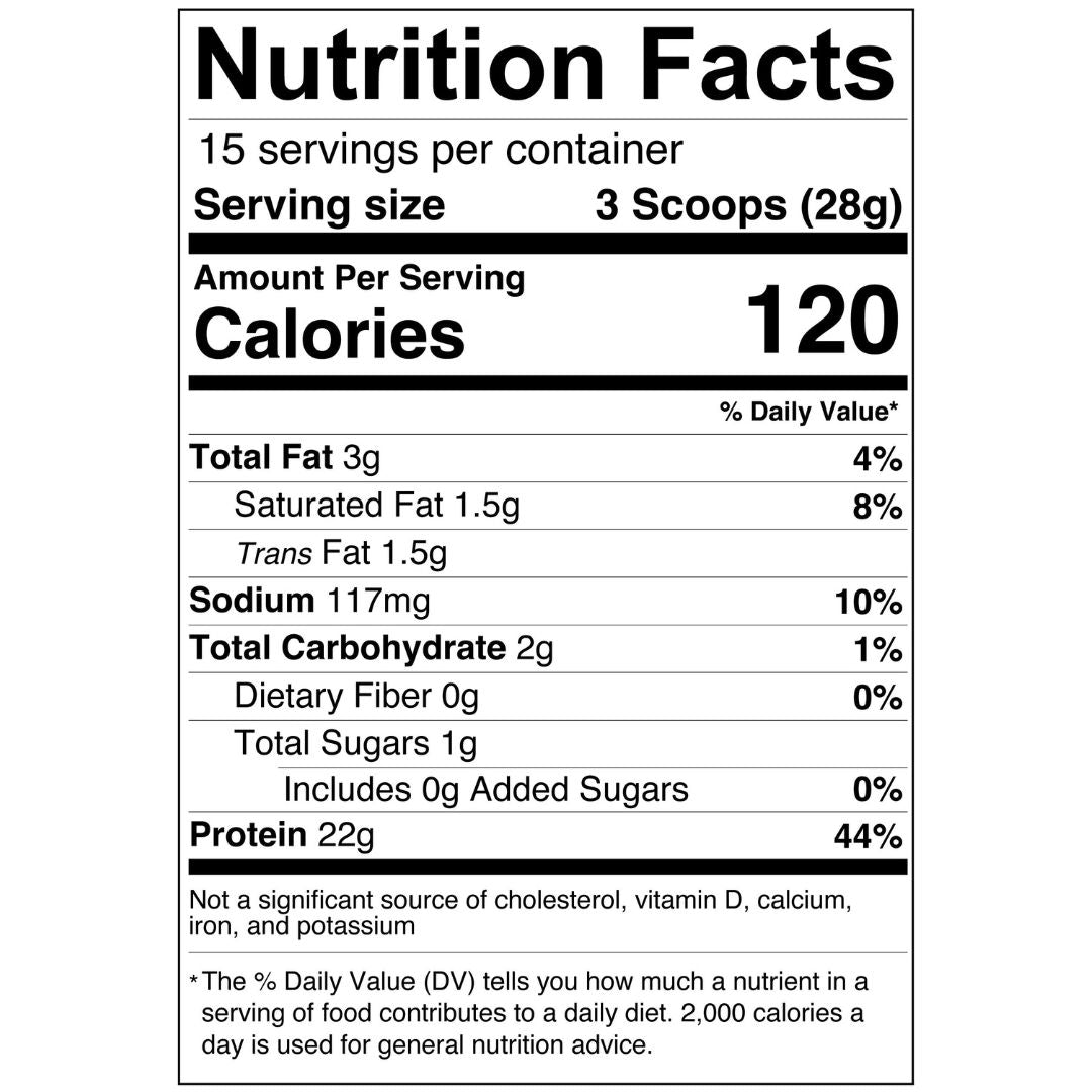 nutrition facts Muscle Boosters White Cheddar Savory Whey Protein Powder 15 servings