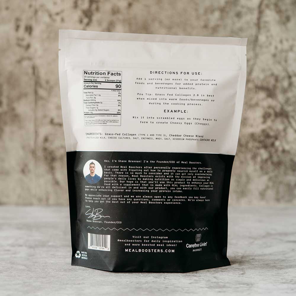 White Cheddar Collagen Protein Blend Bag Back