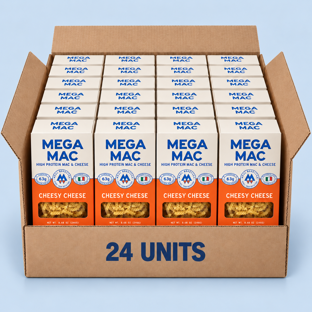 Mega Mac Cheesy Cheese protein mac and cheese case of 24 units